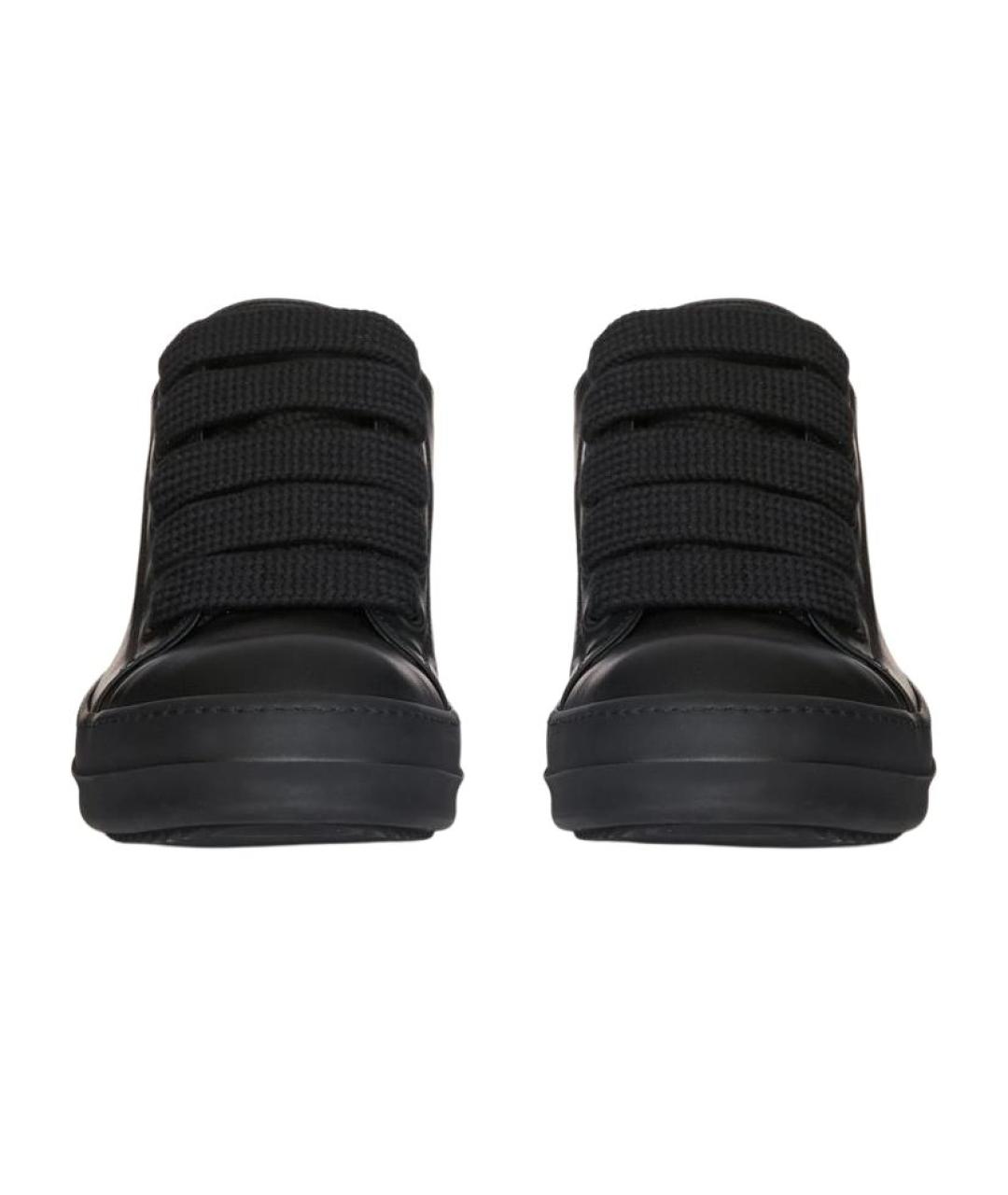 RICK OWENS Черные кожаные низкие кроссовки / кеды, фото 3