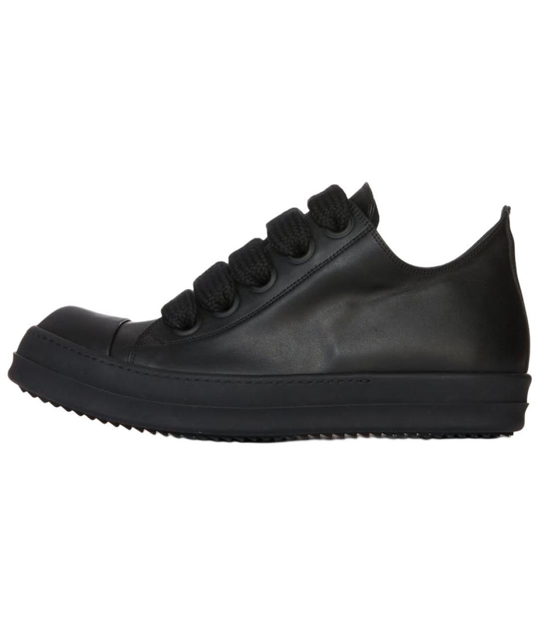 RICK OWENS Черные кожаные низкие кроссовки / кеды, фото 2