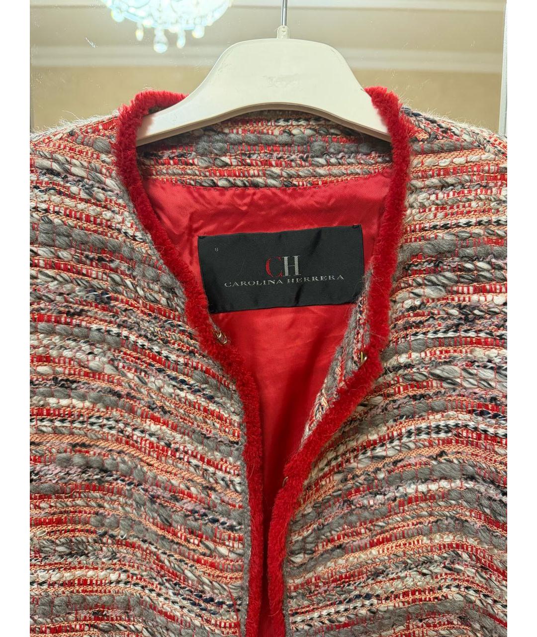 CAROLINA HERRERA Красный твидовый жакет/пиджак, фото 3