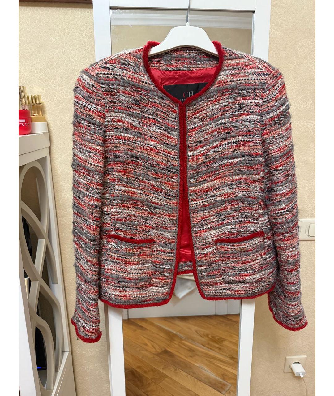 CAROLINA HERRERA Красный твидовый жакет/пиджак, фото 6