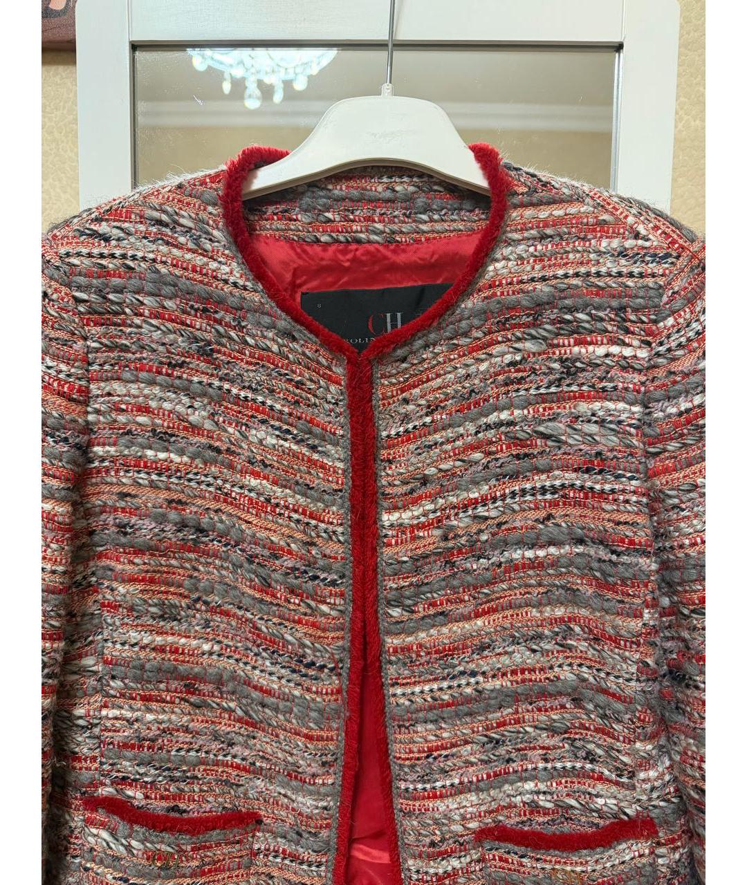 CAROLINA HERRERA Красный твидовый жакет/пиджак, фото 4