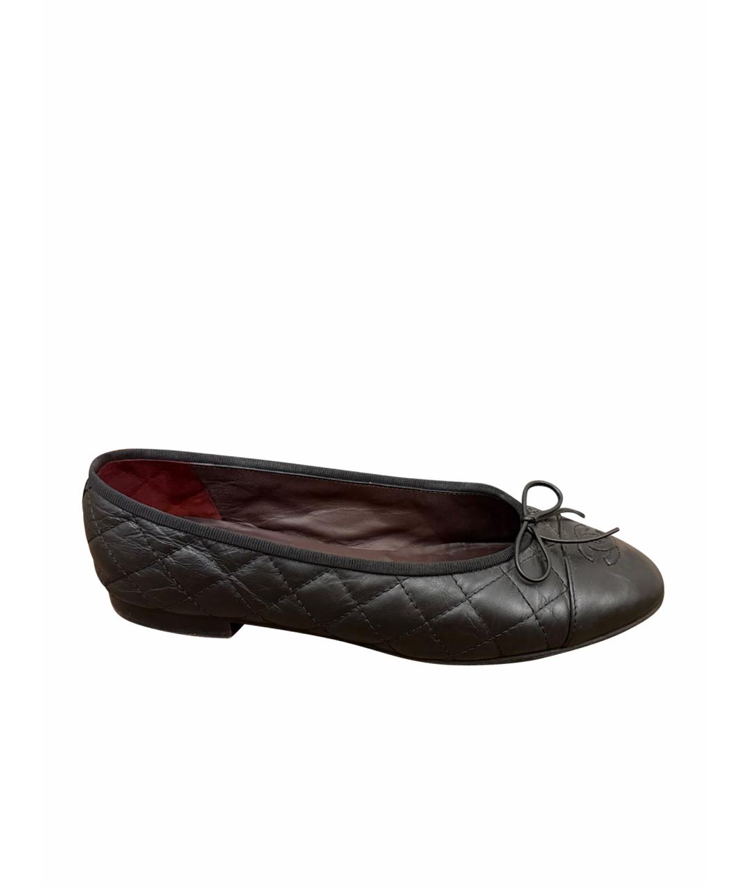 CHANEL Черные кожаные балетки, фото 1