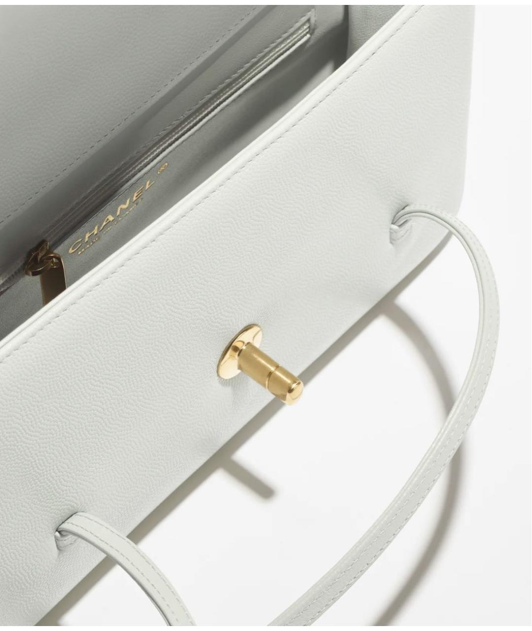 CHANEL Белая кожаная сумка с короткими ручками, фото 3