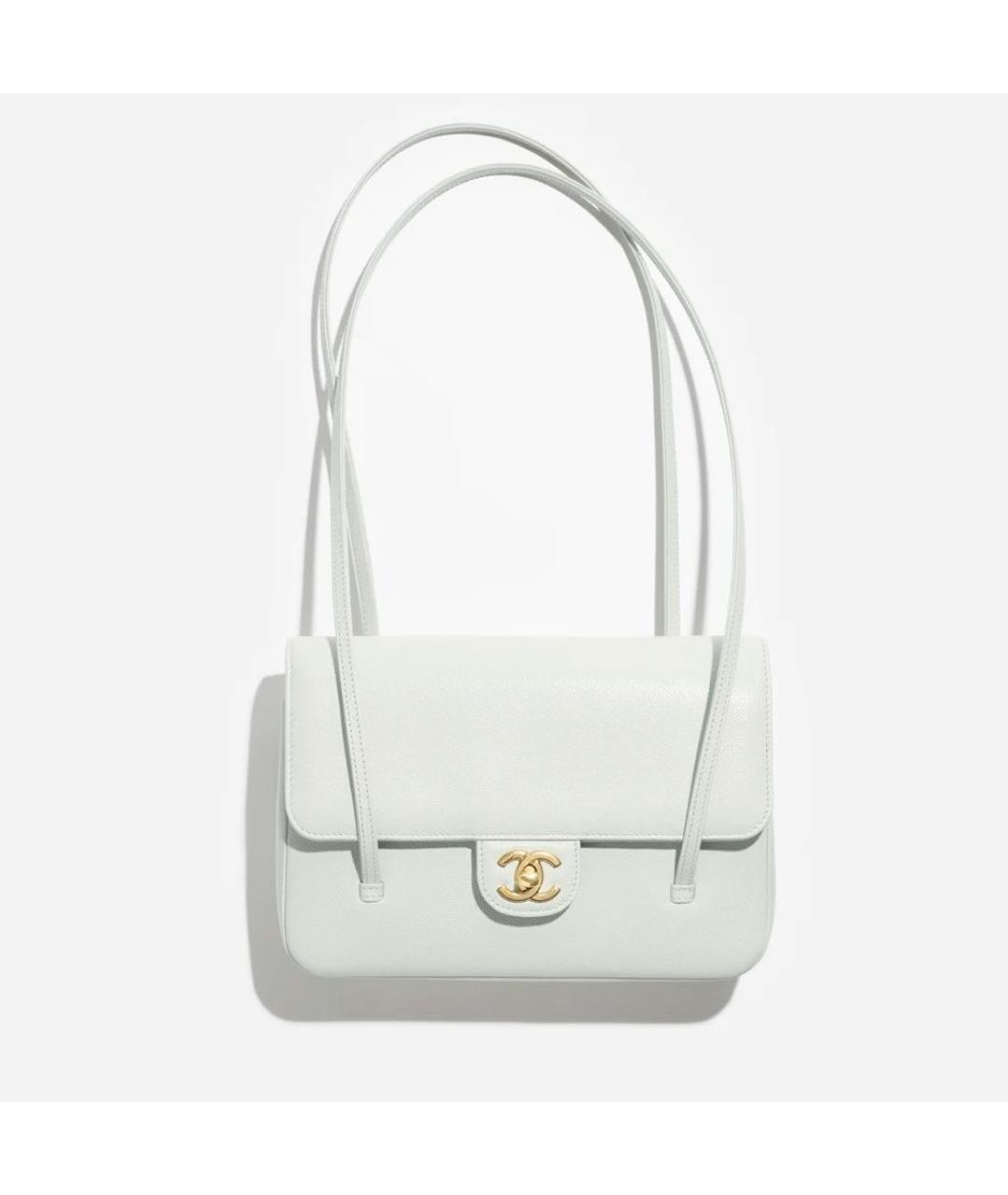 CHANEL Белая кожаная сумка с короткими ручками, фото 5