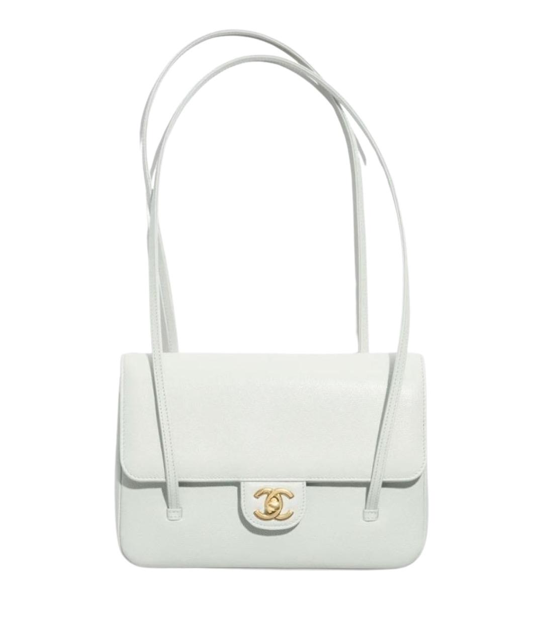 CHANEL Белая кожаная сумка с короткими ручками, фото 1