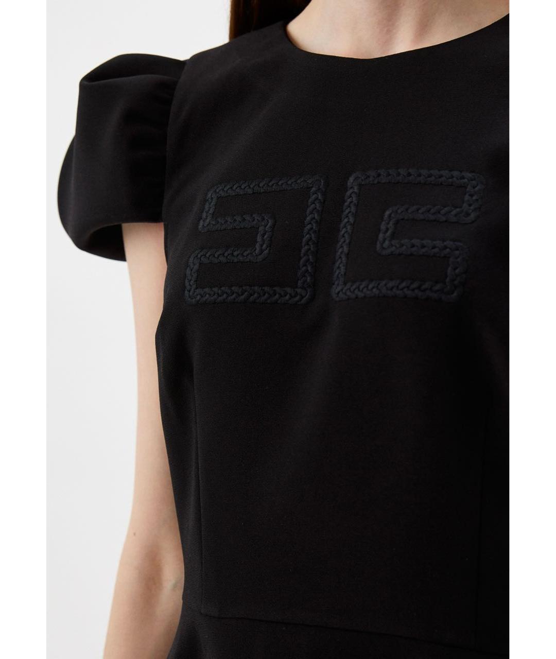 ELISABETTA FRANCHI Черное полиэстеровое коктейльное платье, фото 4