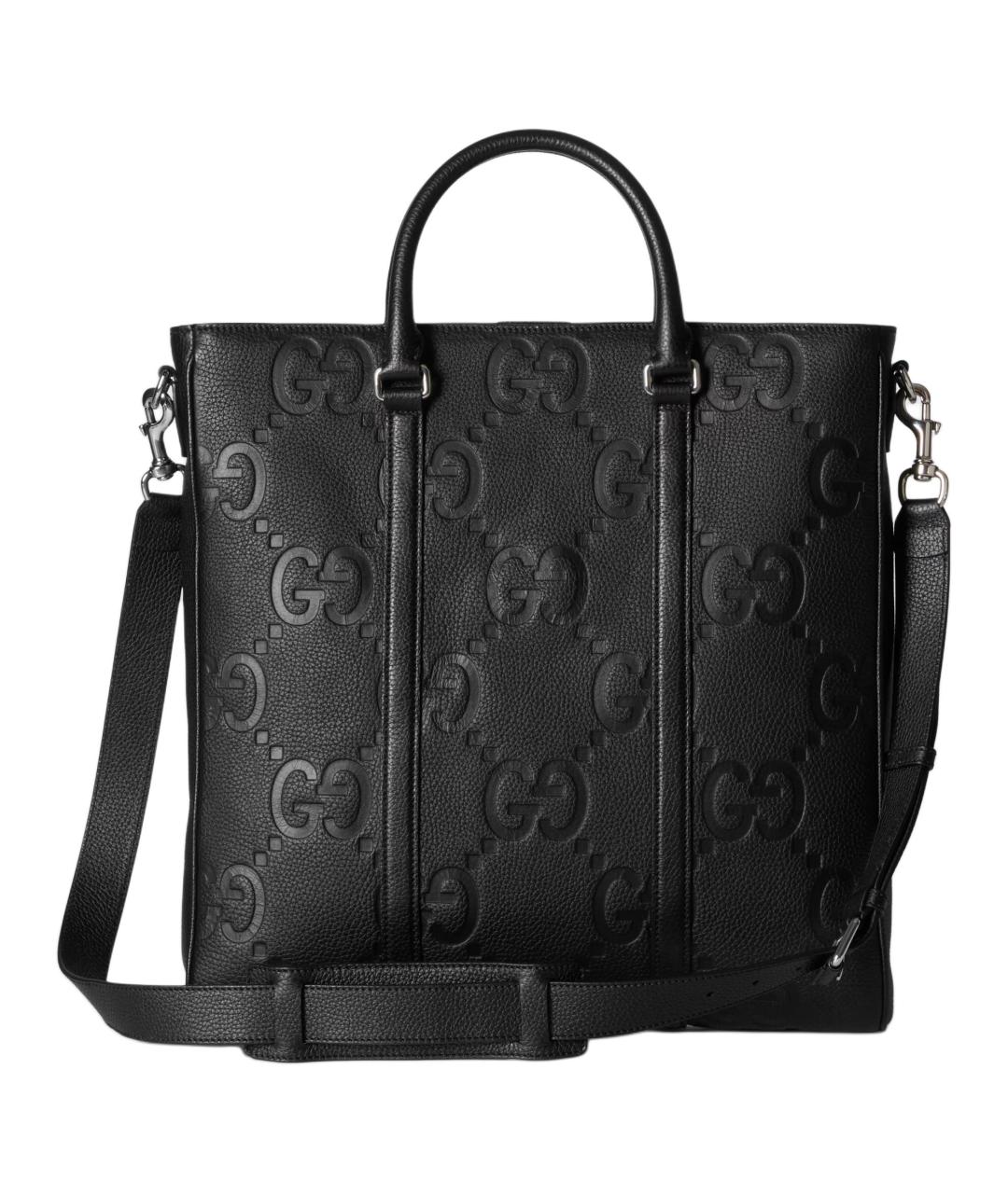 GUCCI Черная кожаная сумка тоут, фото 5