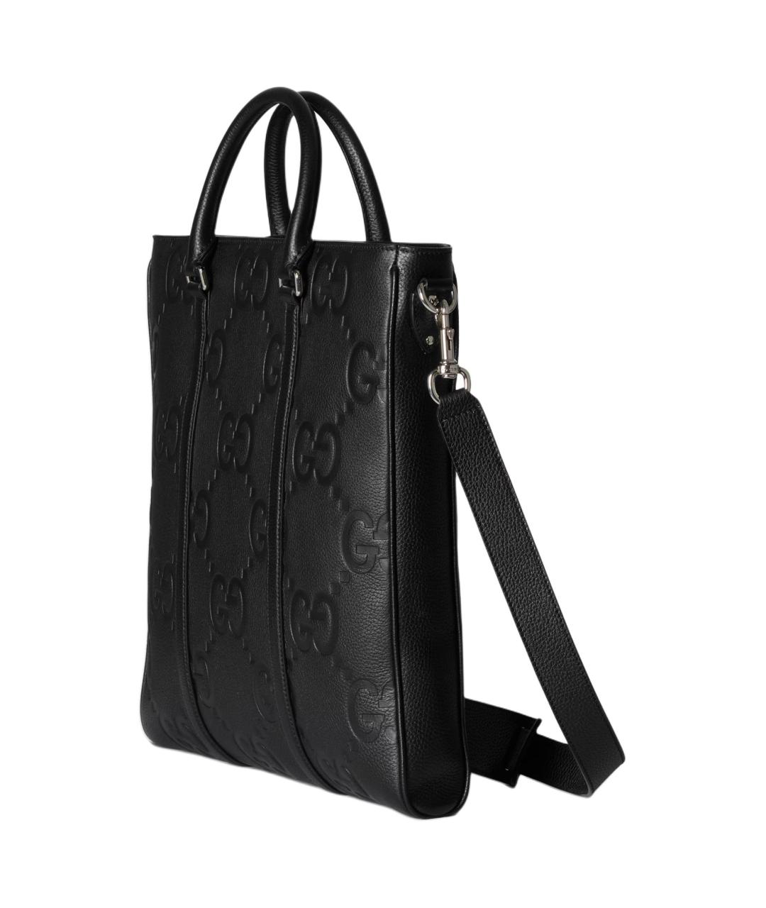 GUCCI Черная кожаная сумка тоут, фото 3