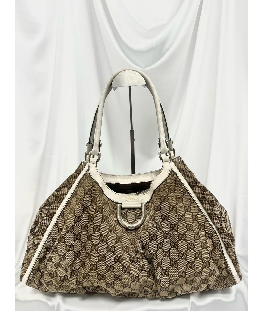 GUCCI Бежевая жаккардовая сумка через плечо, фото 5