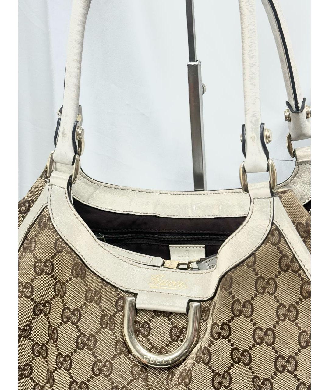 GUCCI Бежевая жаккардовая сумка через плечо, фото 3