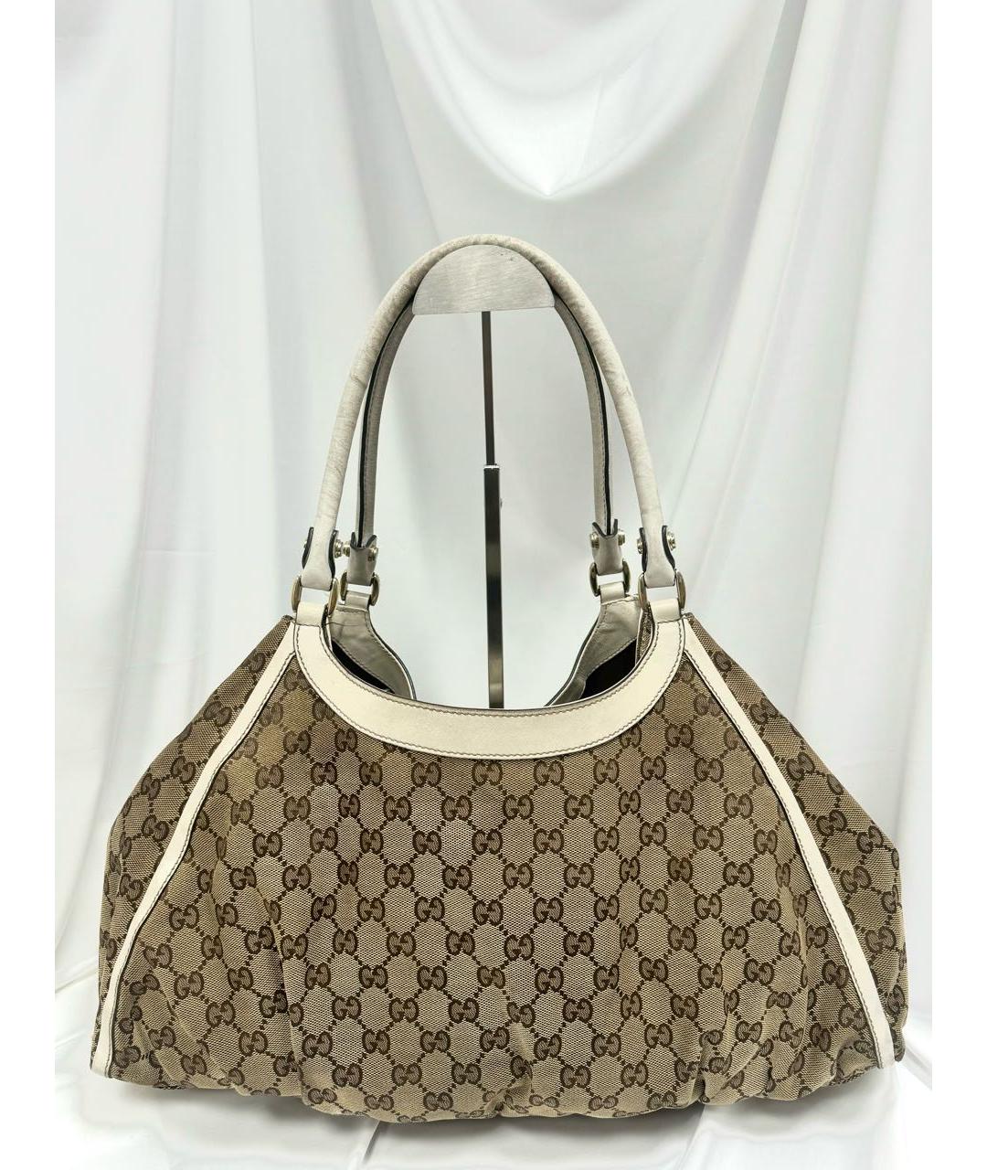 GUCCI Бежевая жаккардовая сумка через плечо, фото 4