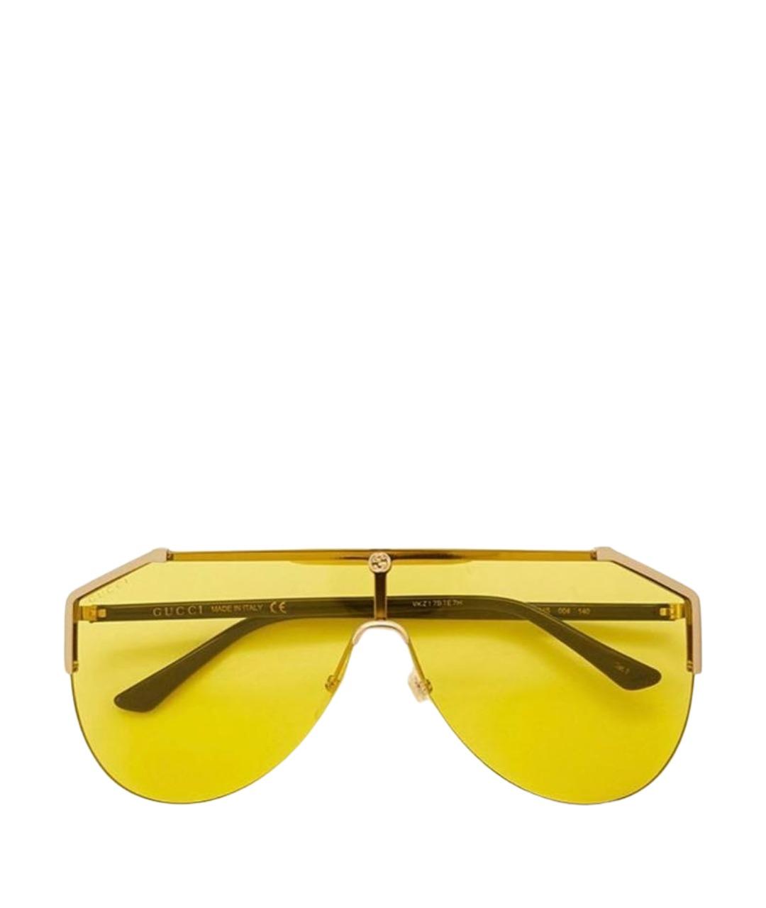 GUCCI Золотые металлические солнцезащитные очки, фото 1