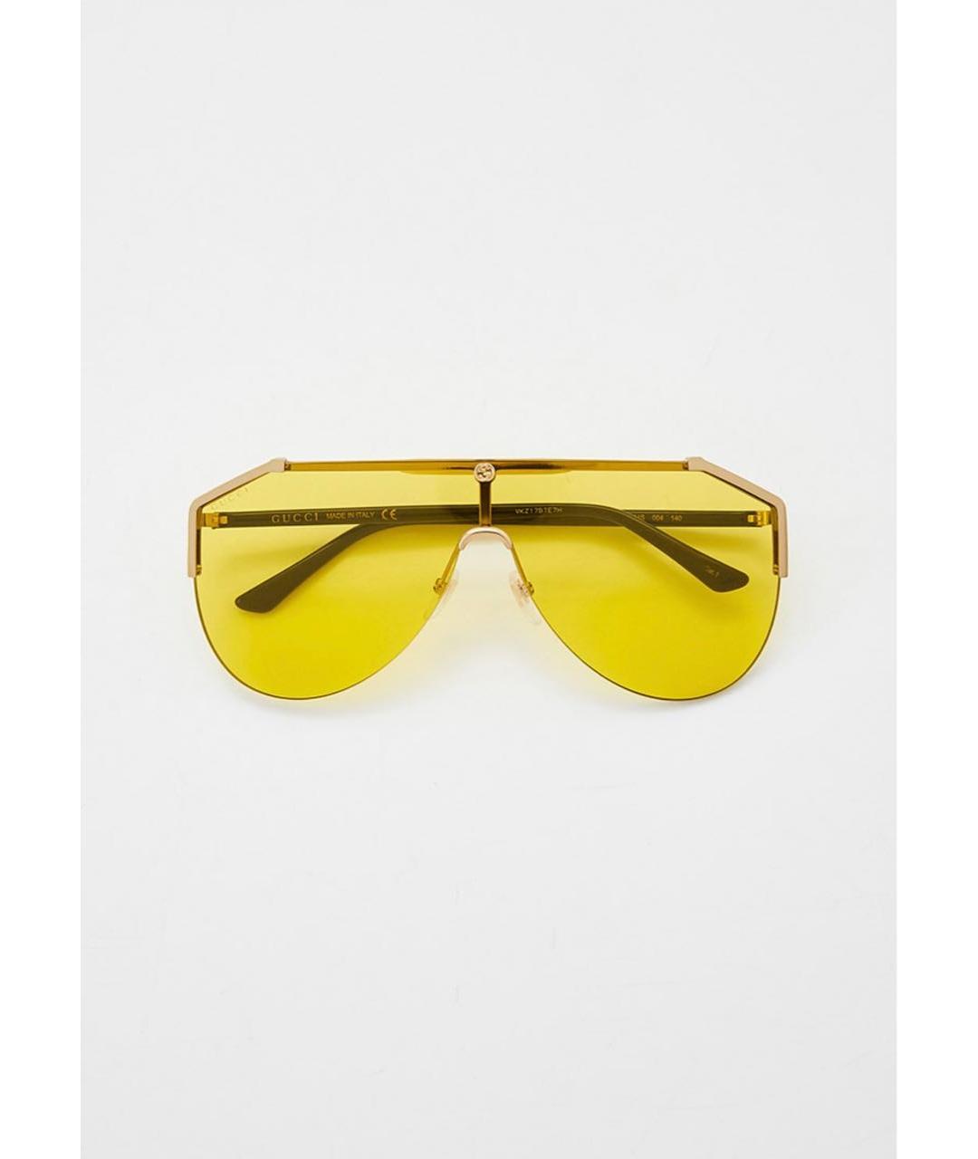 GUCCI Золотые металлические солнцезащитные очки, фото 6