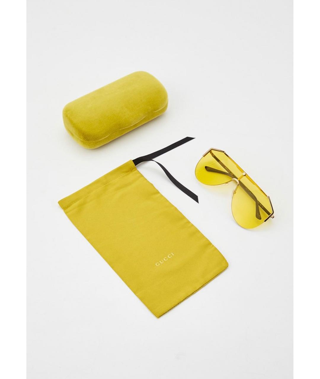 GUCCI Золотые металлические солнцезащитные очки, фото 3