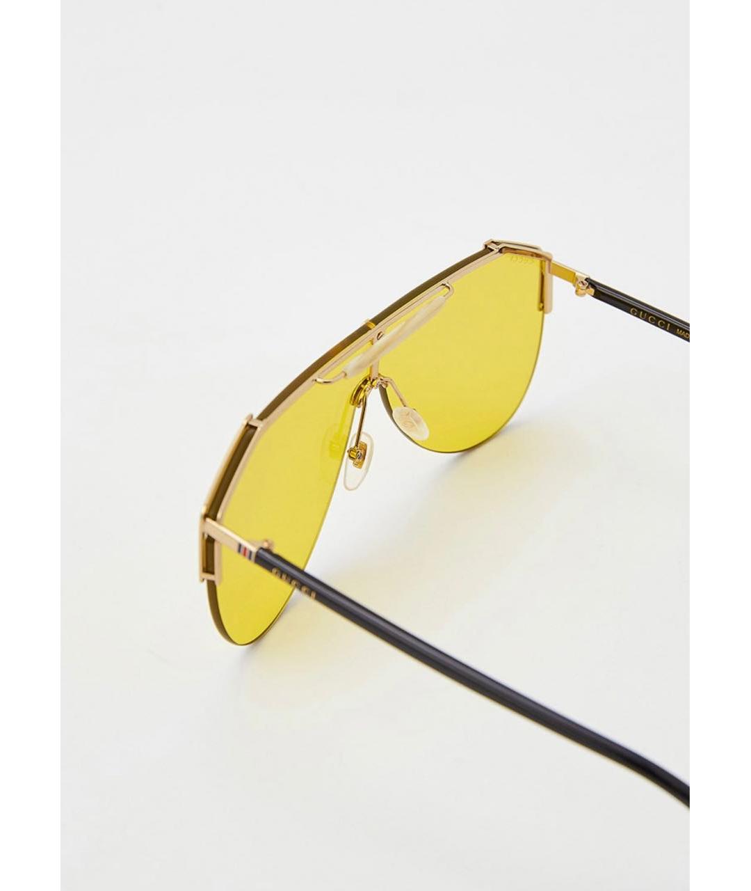 GUCCI Золотые металлические солнцезащитные очки, фото 2