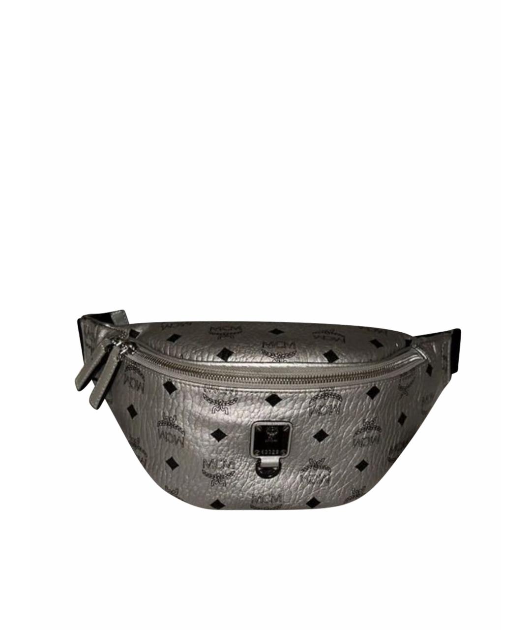 MCM Серебряная кожаная поясная сумка, фото 1