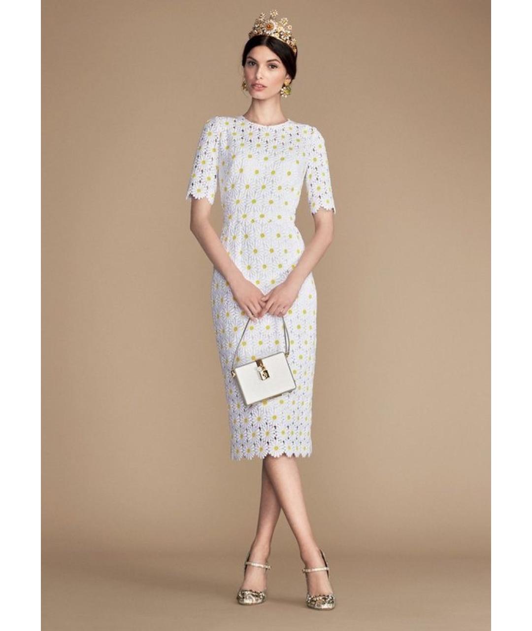 DOLCE&GABBANA Белое хлопковое коктейльное платье, фото 2