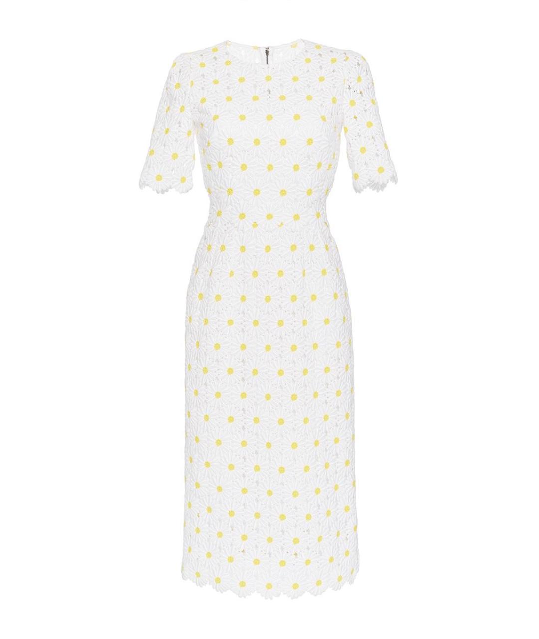 DOLCE&GABBANA Белое хлопковое коктейльное платье, фото 1