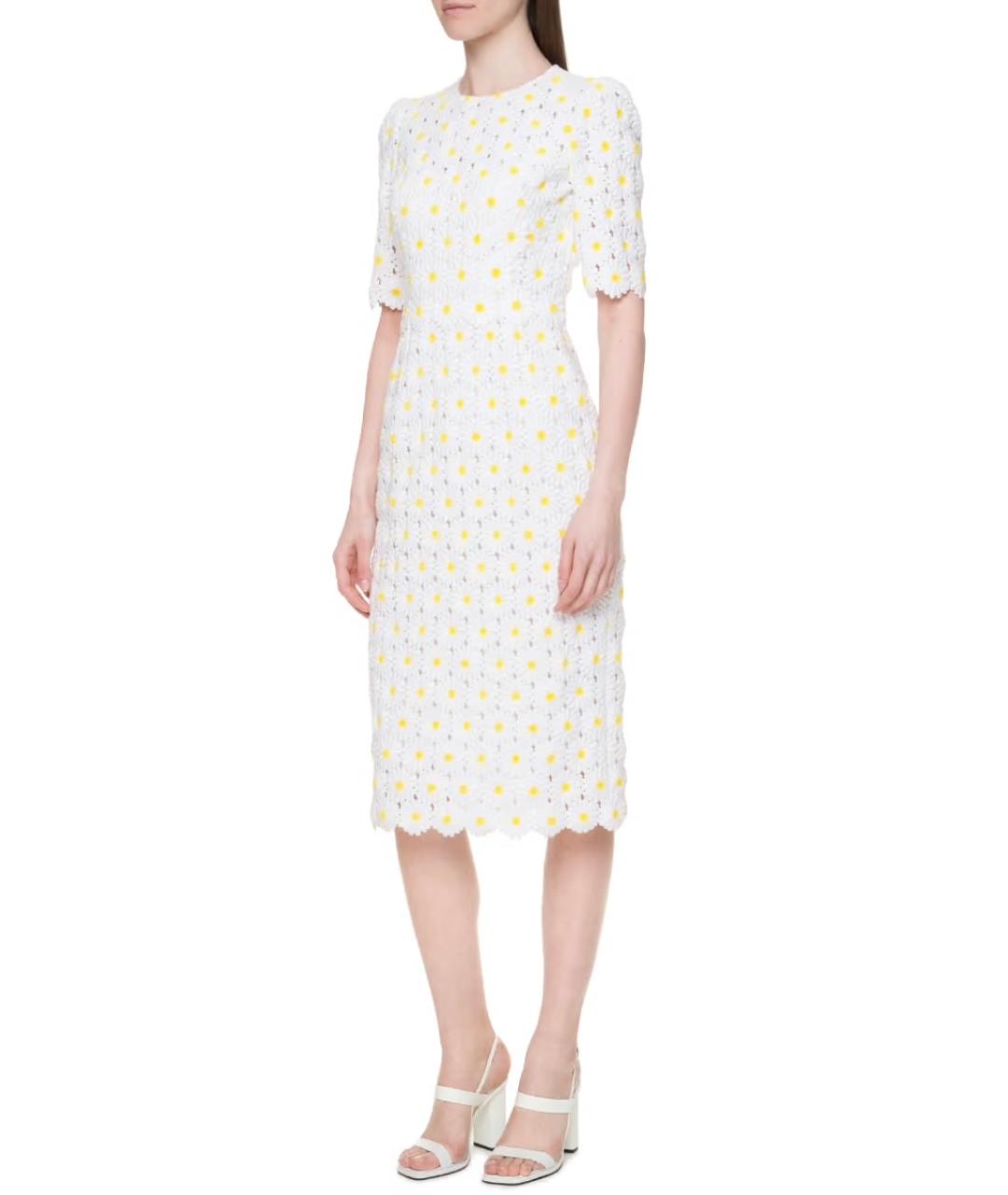 DOLCE&GABBANA Белое хлопковое коктейльное платье, фото 3