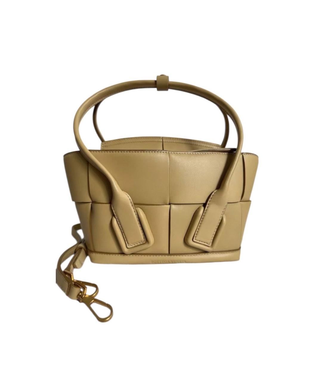 BOTTEGA VENETA Горчичная кожаная сумка с короткими ручками, фото 9