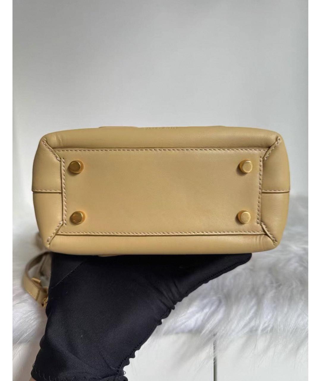 BOTTEGA VENETA Горчичная кожаная сумка с короткими ручками, фото 7