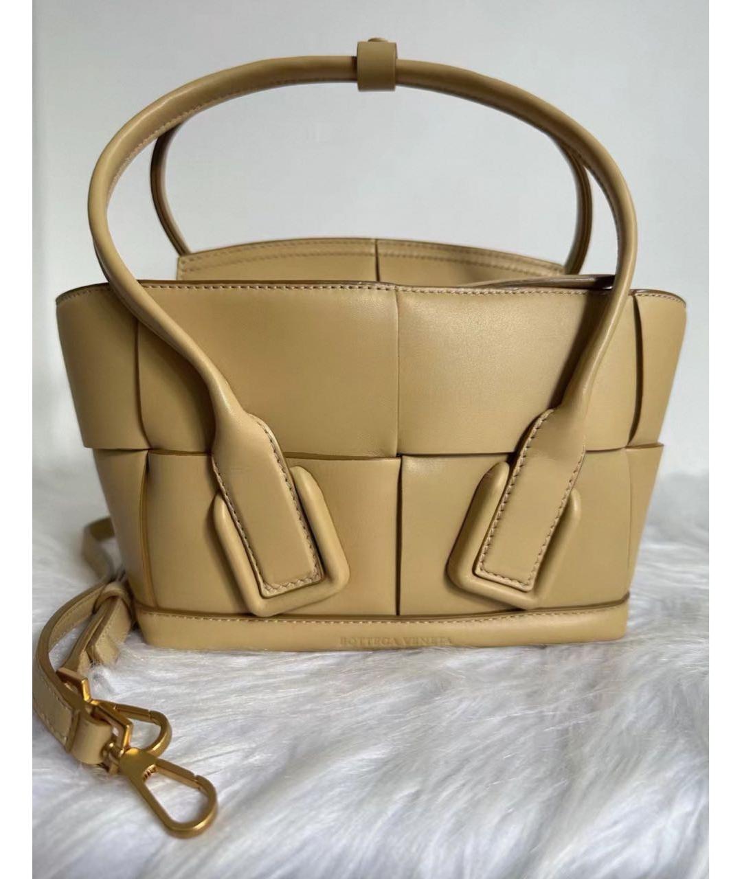 BOTTEGA VENETA Горчичная кожаная сумка с короткими ручками, фото 2