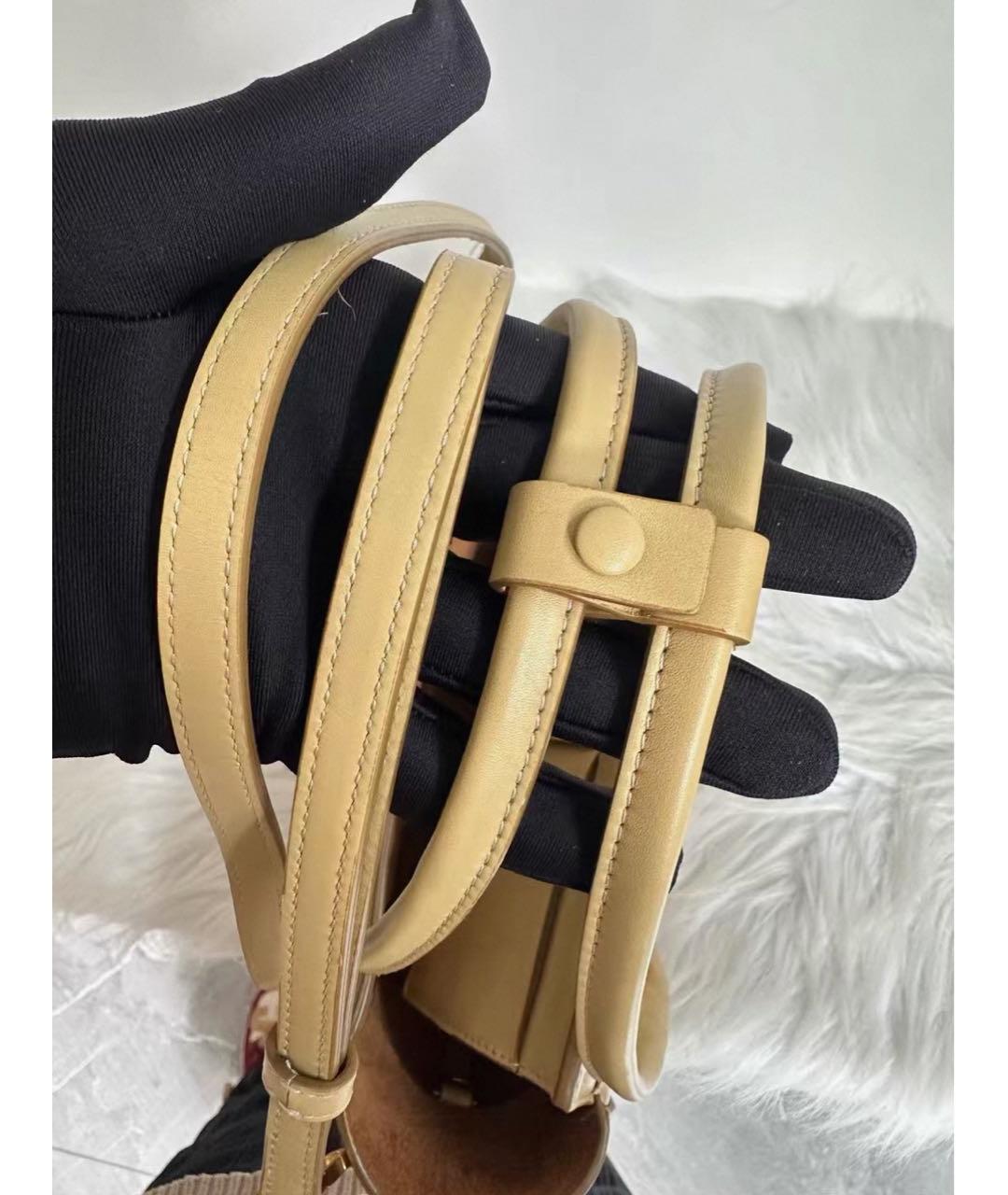 BOTTEGA VENETA Горчичная кожаная сумка с короткими ручками, фото 8