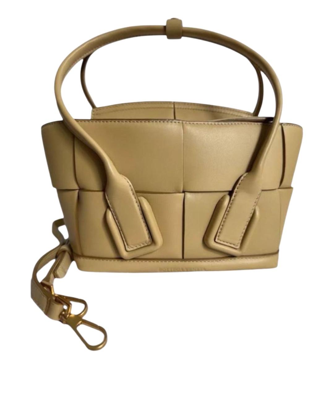 BOTTEGA VENETA Горчичная кожаная сумка с короткими ручками, фото 1