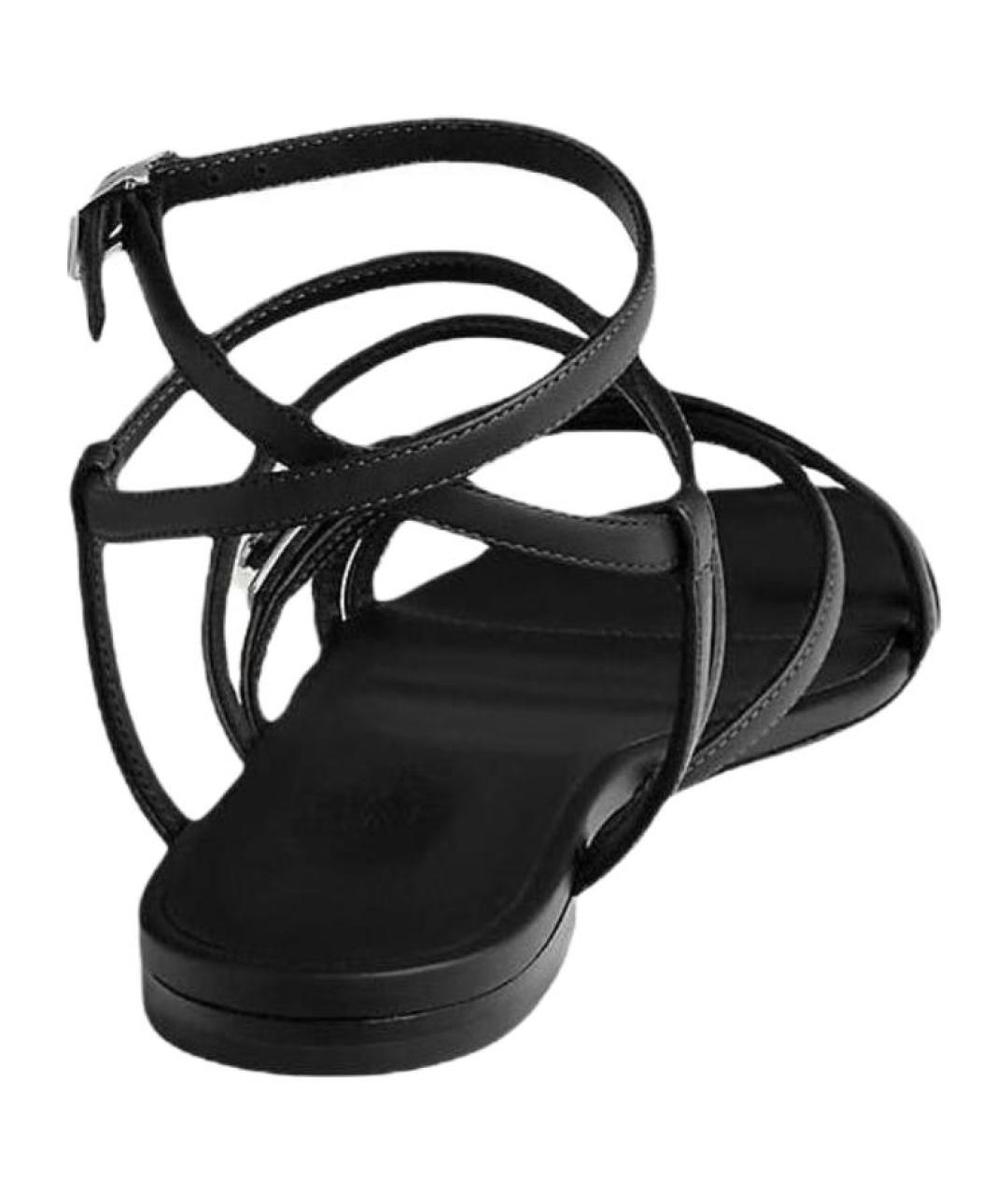 HERMES Черные кожаные сандалии, фото 5