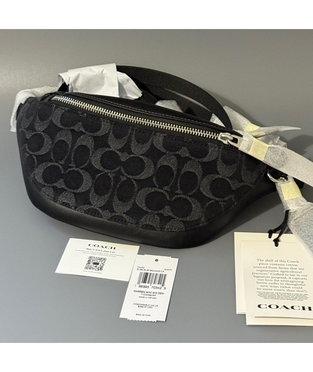 COACH Черная деним поясная сумка, фото 7