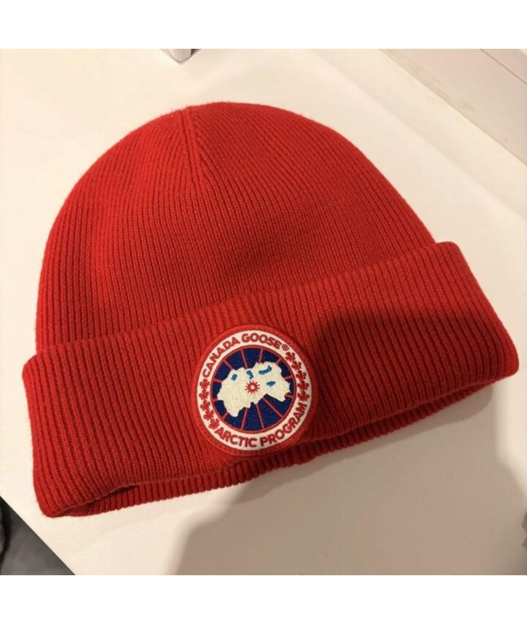 CANADA GOOSE Красная шерстяная шапка, фото 2