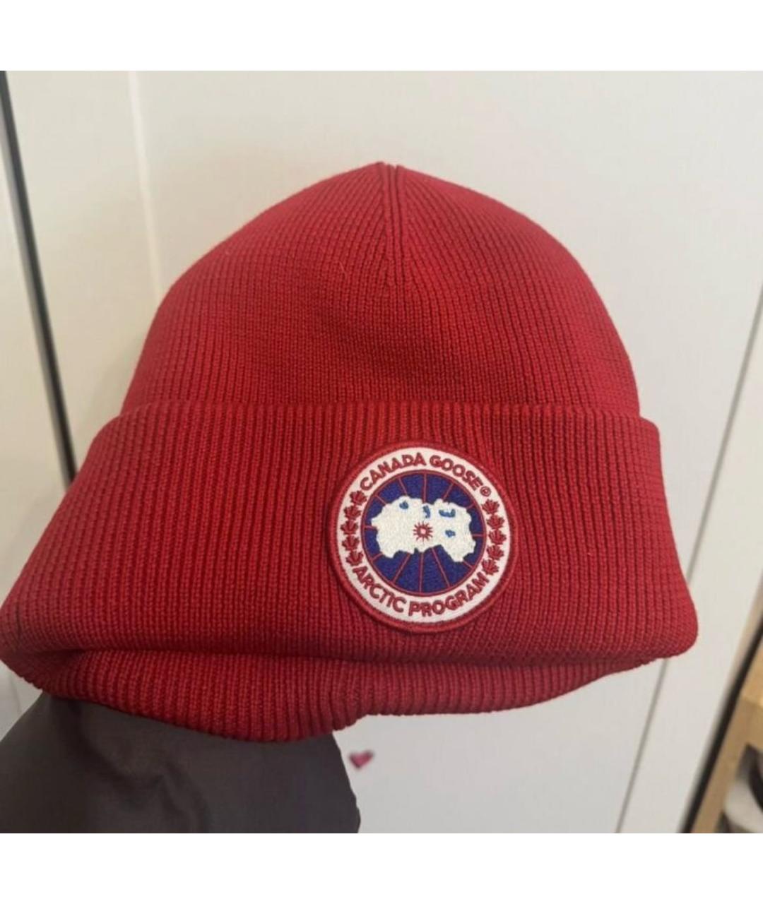 CANADA GOOSE Красная шерстяная шапка, фото 3