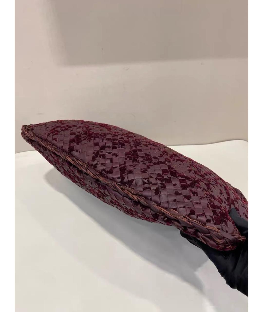 BOTTEGA VENETA Бордовая кожаная сумка тоут, фото 7