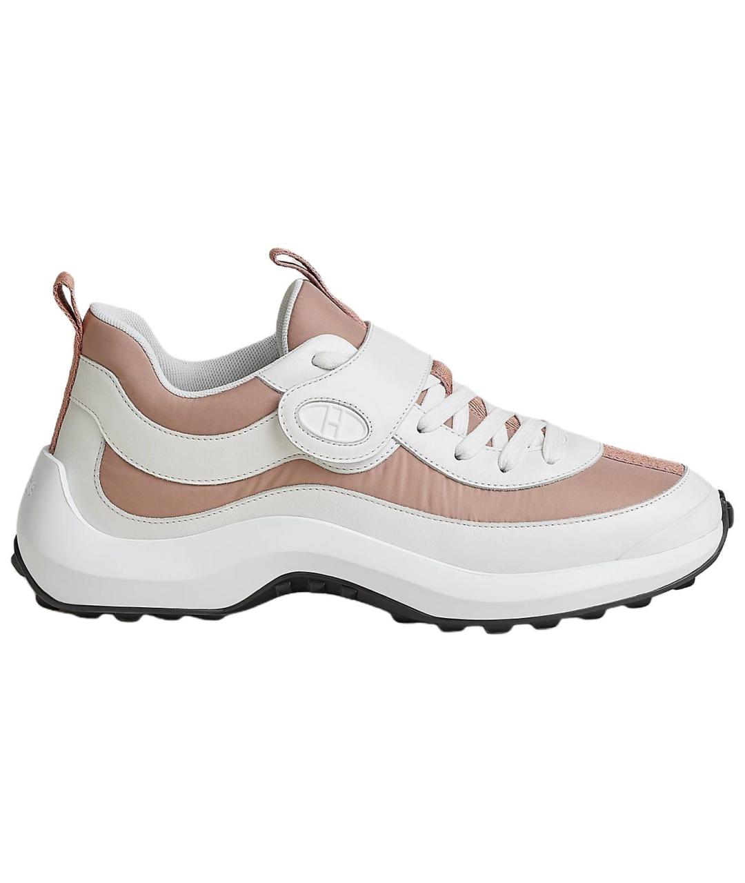 HERMES Розовые текстильные кроссовки, фото 1