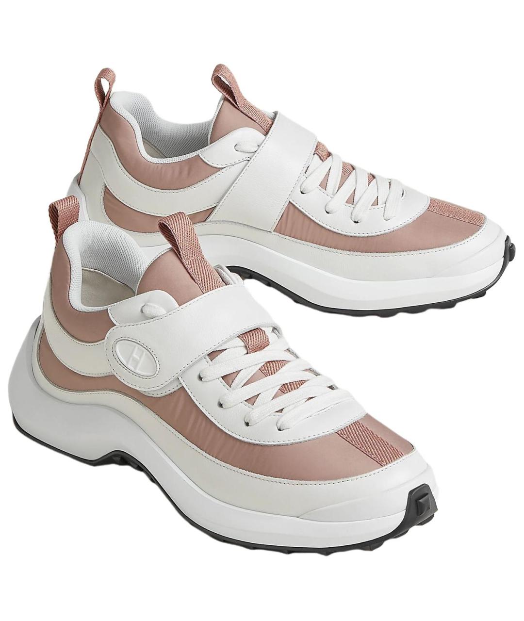 HERMES Розовые текстильные кроссовки, фото 4