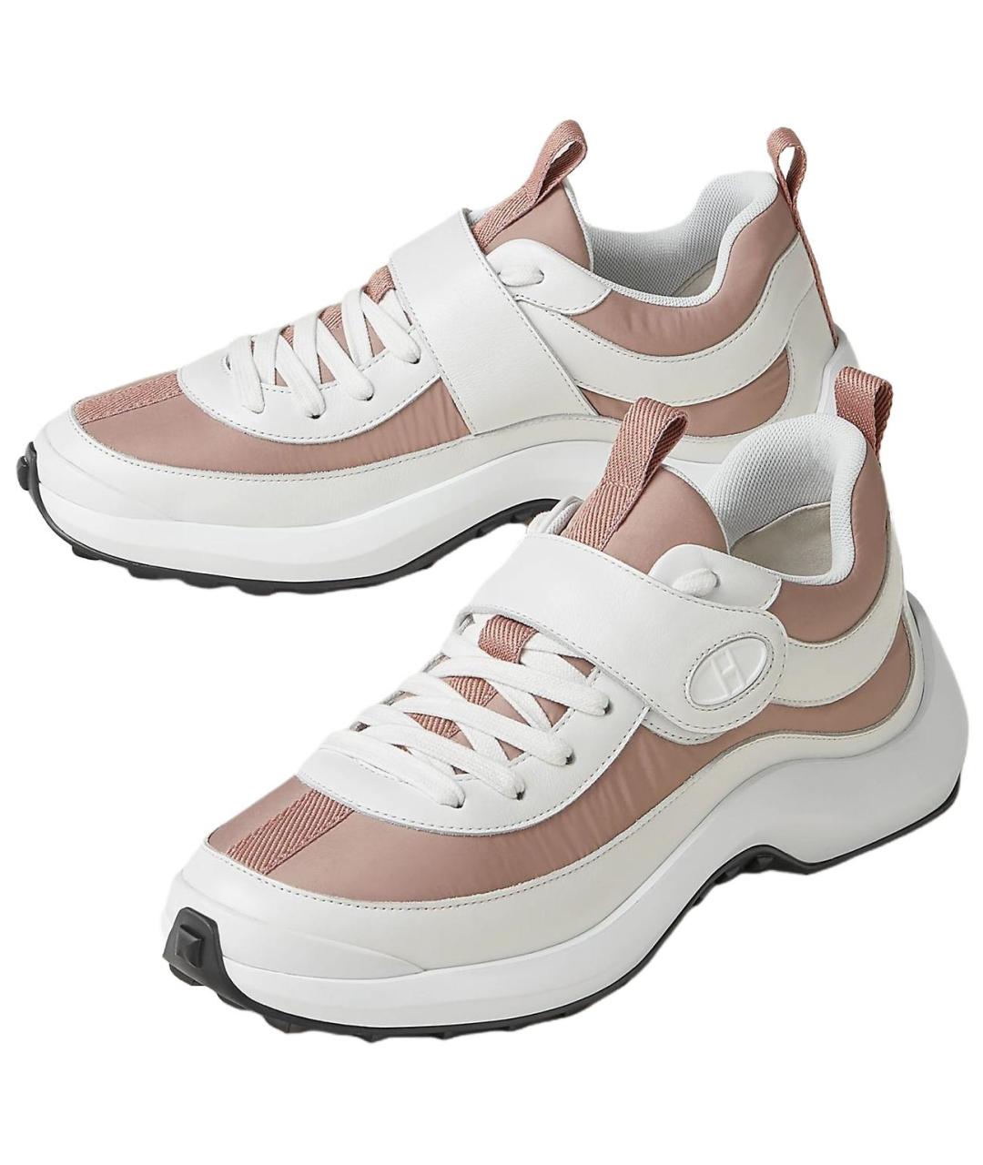 HERMES Розовые текстильные кроссовки, фото 3