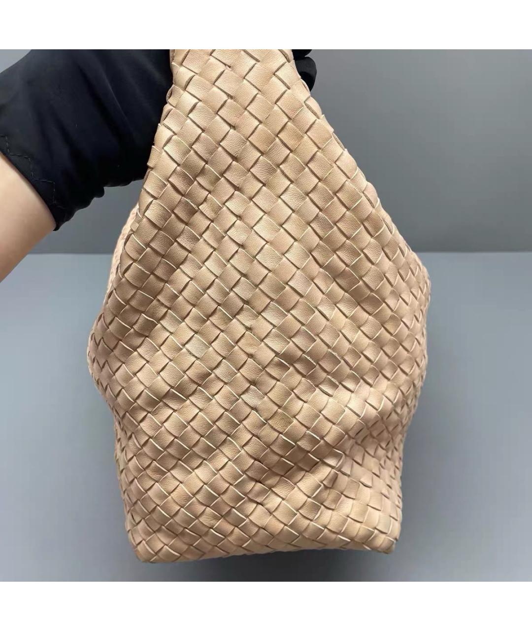 BOTTEGA VENETA Бежевая кожаная сумка тоут, фото 7