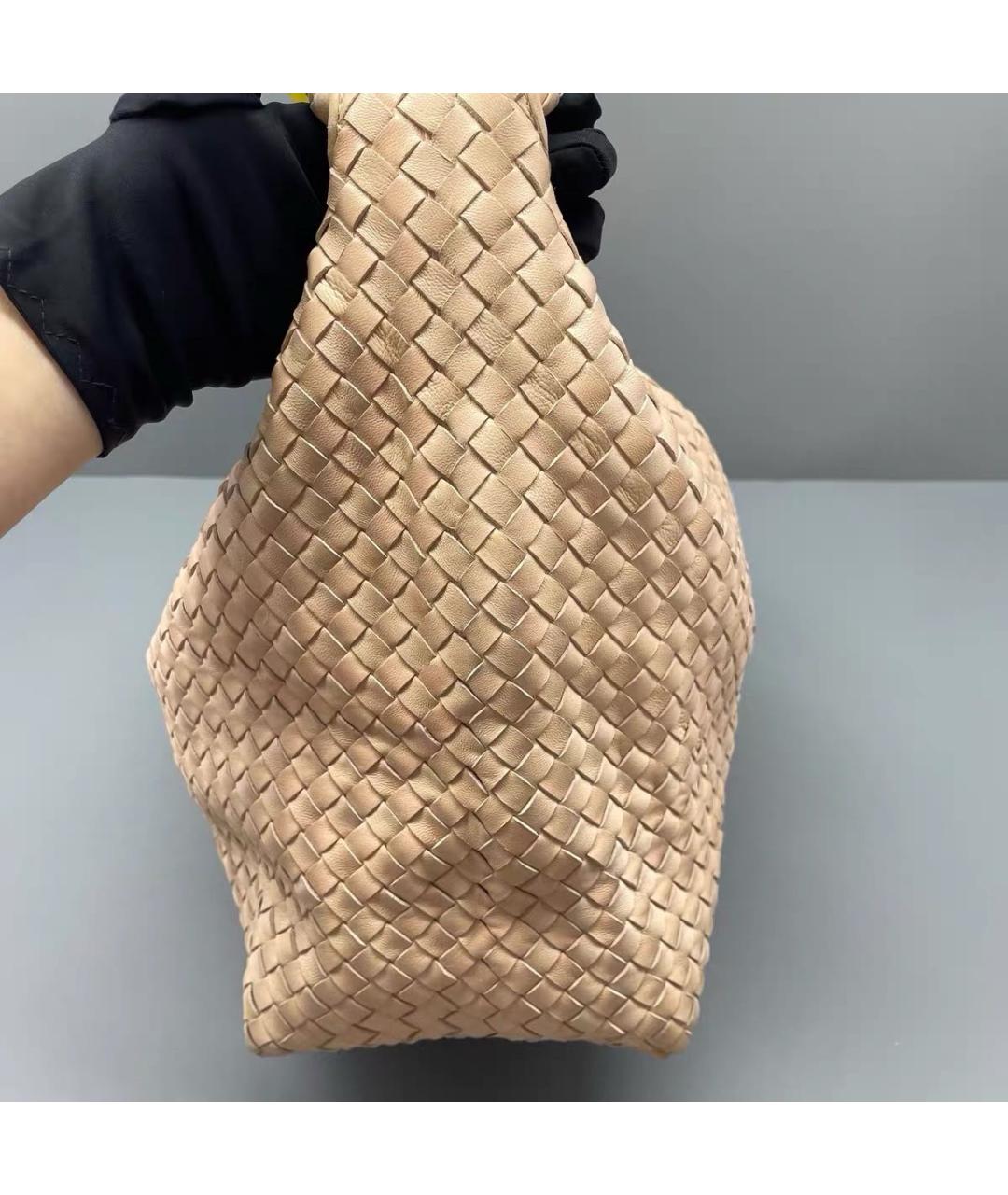 BOTTEGA VENETA Бежевая кожаная сумка тоут, фото 6