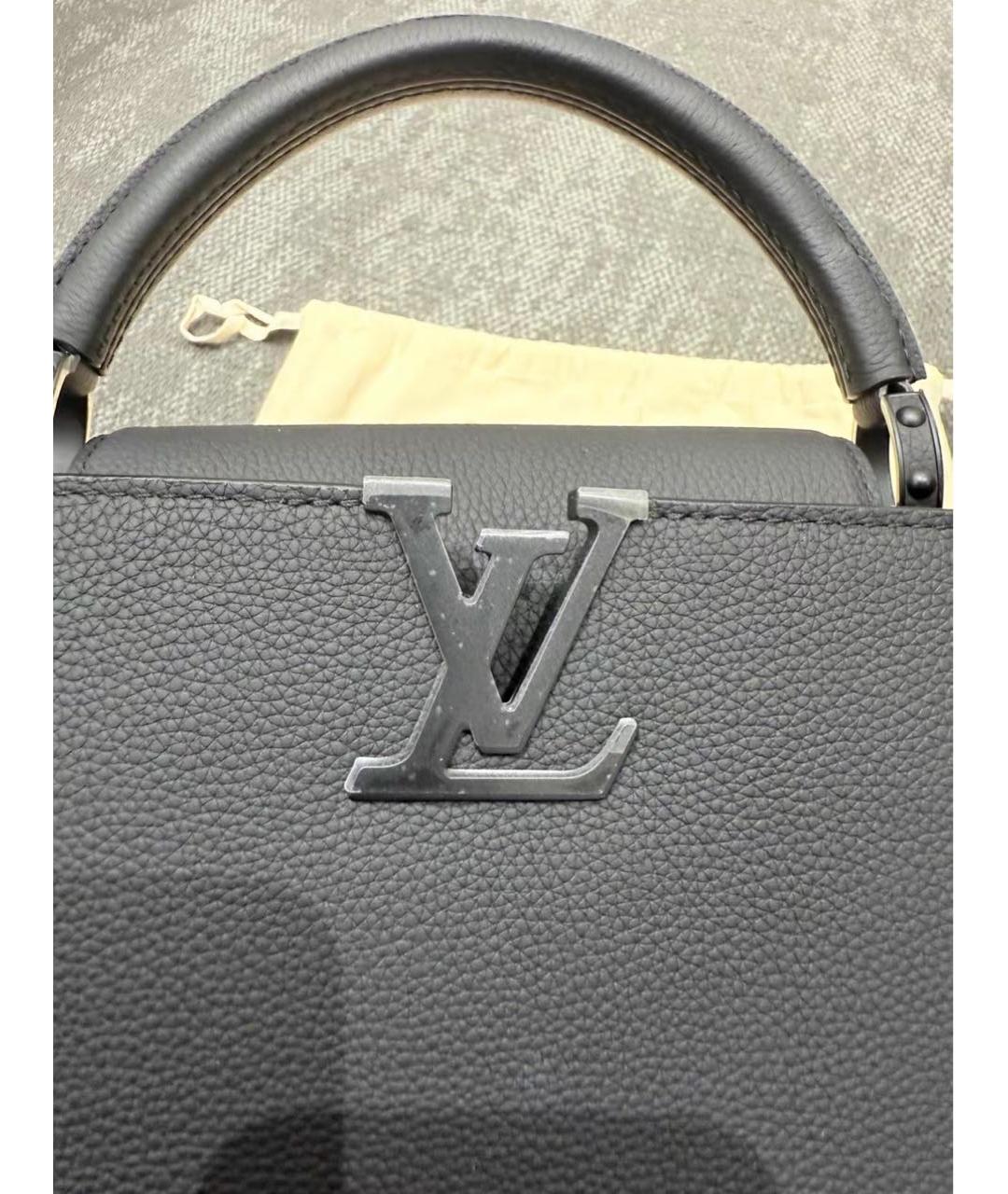 LOUIS VUITTON Черная кожаная сумка с короткими ручками, фото 6