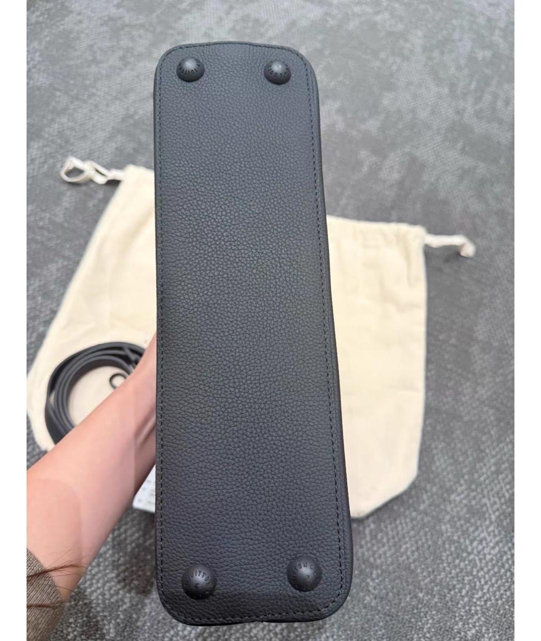 LOUIS VUITTON Черная кожаная сумка с короткими ручками, фото 5