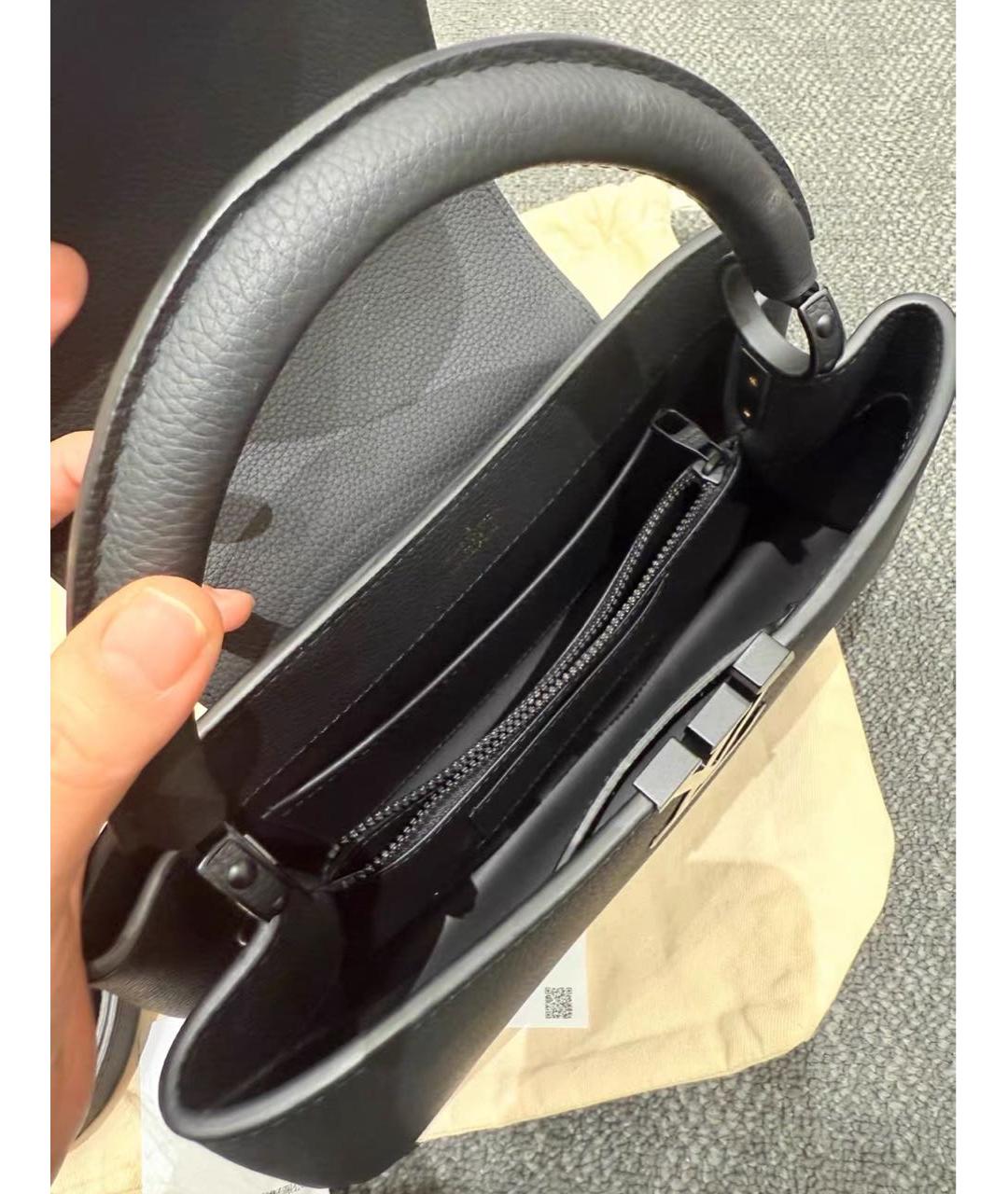 LOUIS VUITTON Черная кожаная сумка с короткими ручками, фото 4