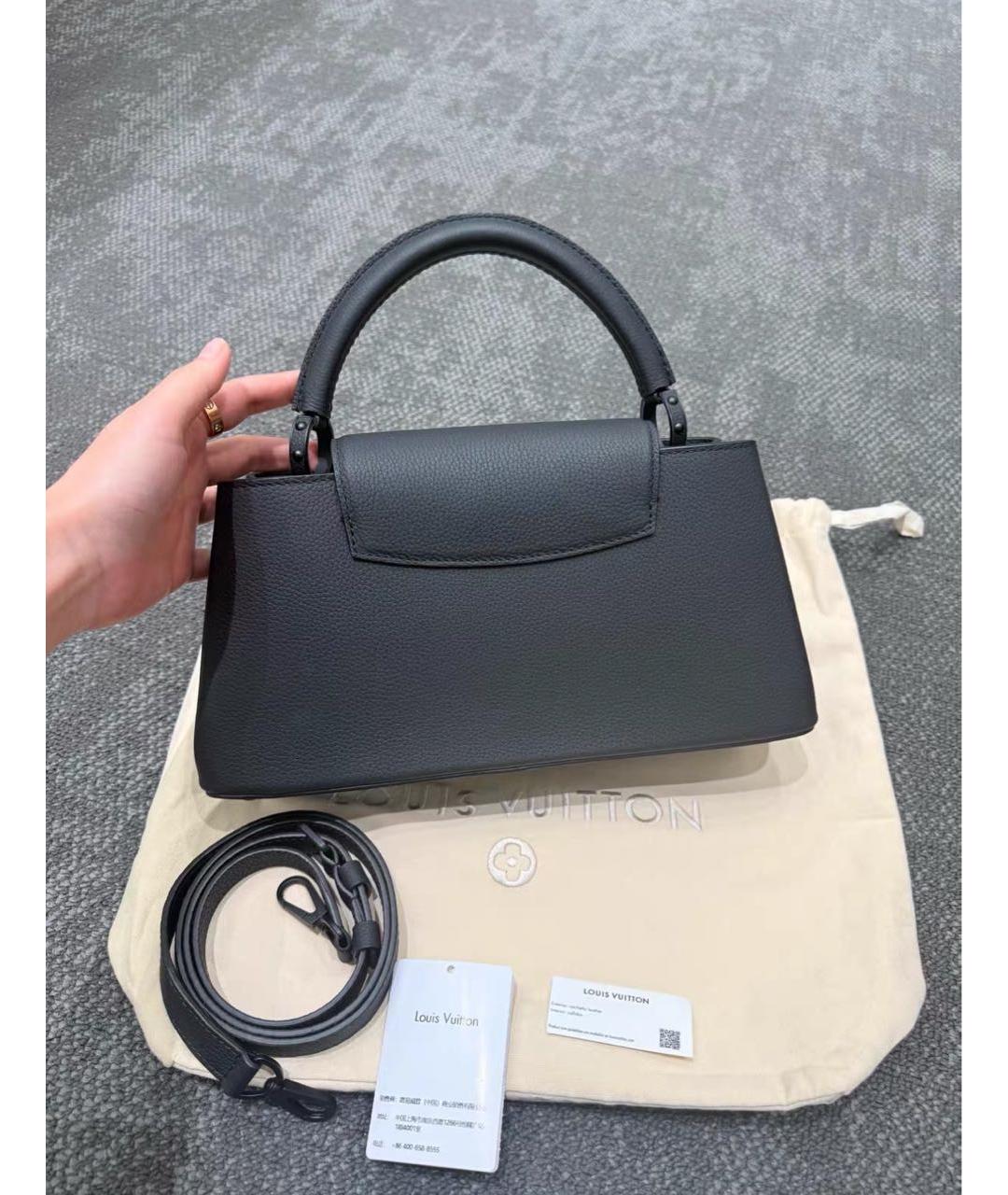 LOUIS VUITTON Черная кожаная сумка с короткими ручками, фото 3