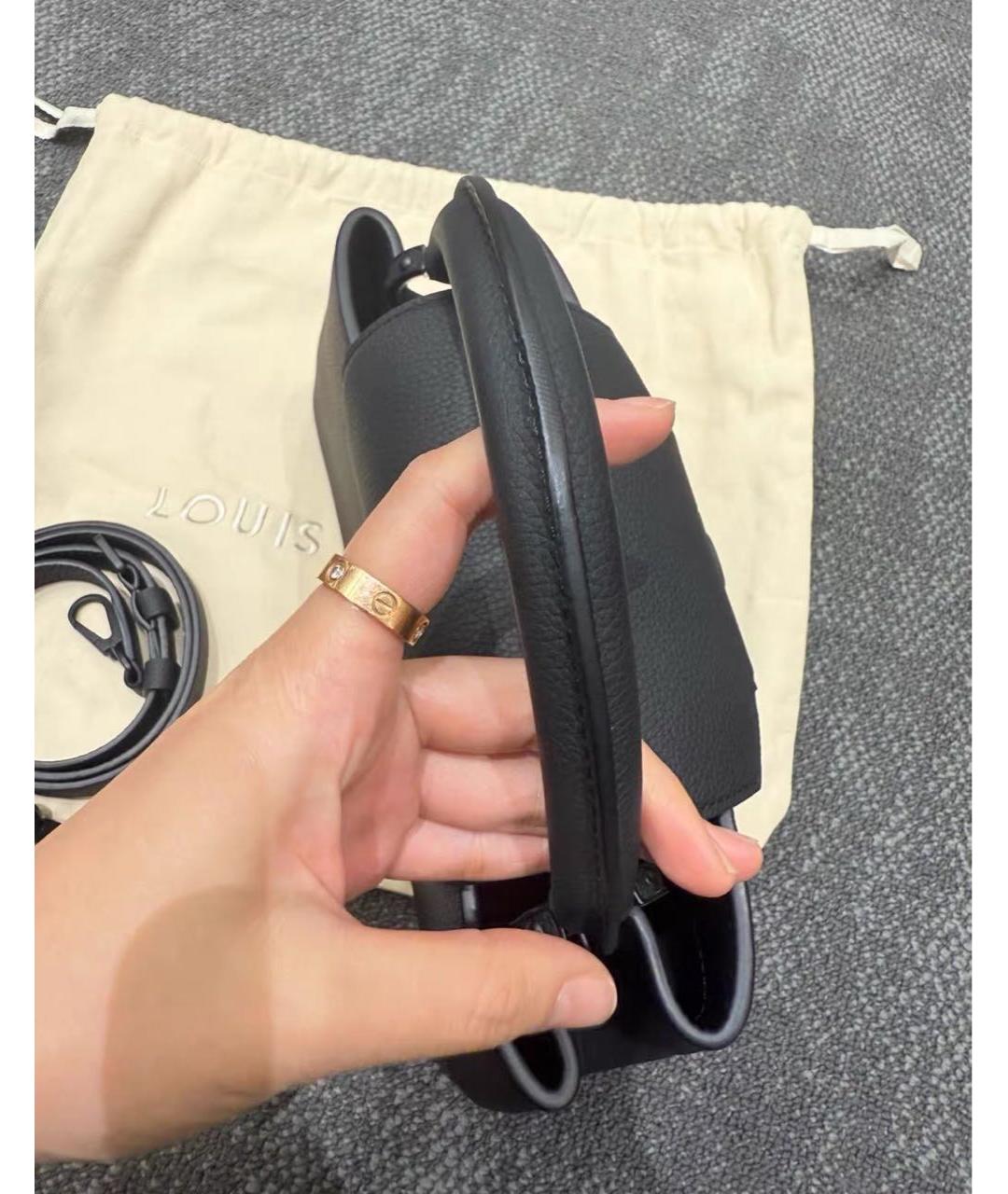 LOUIS VUITTON Черная кожаная сумка с короткими ручками, фото 8