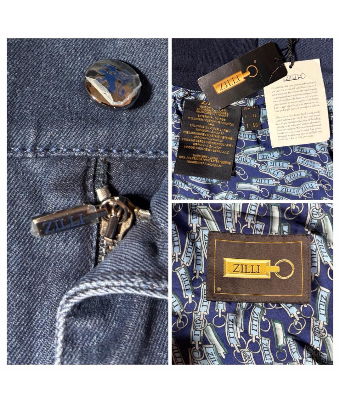 ZILLI Темно-синие хлопковые джинсы скинни, фото 6