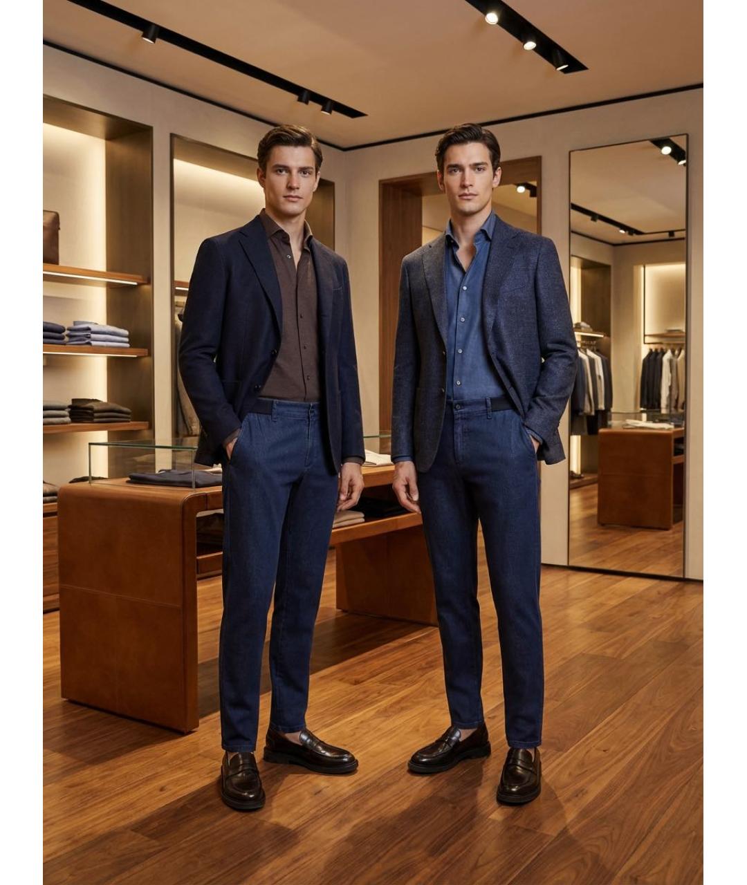 ZILLI Темно-синие хлопковые джинсы скинни, фото 7