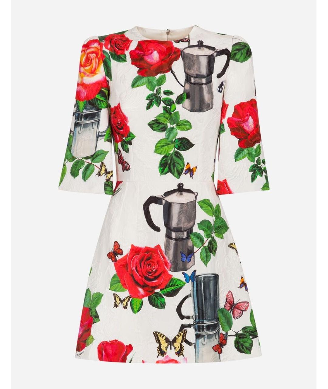 DOLCE&GABBANA Белое хлопковое коктейльное платье, фото 4