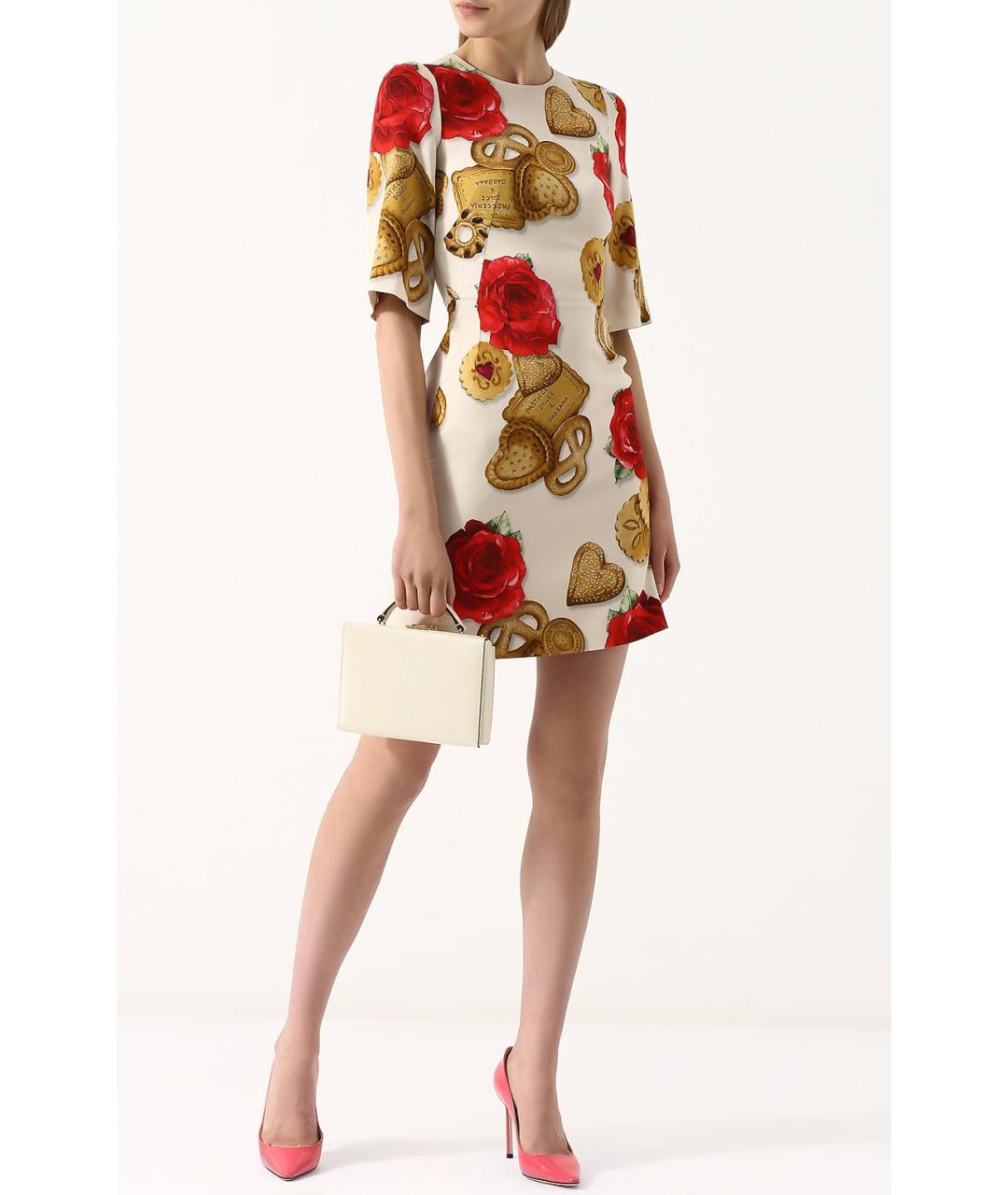 DOLCE&GABBANA Белое вискозное коктейльное платье, фото 2