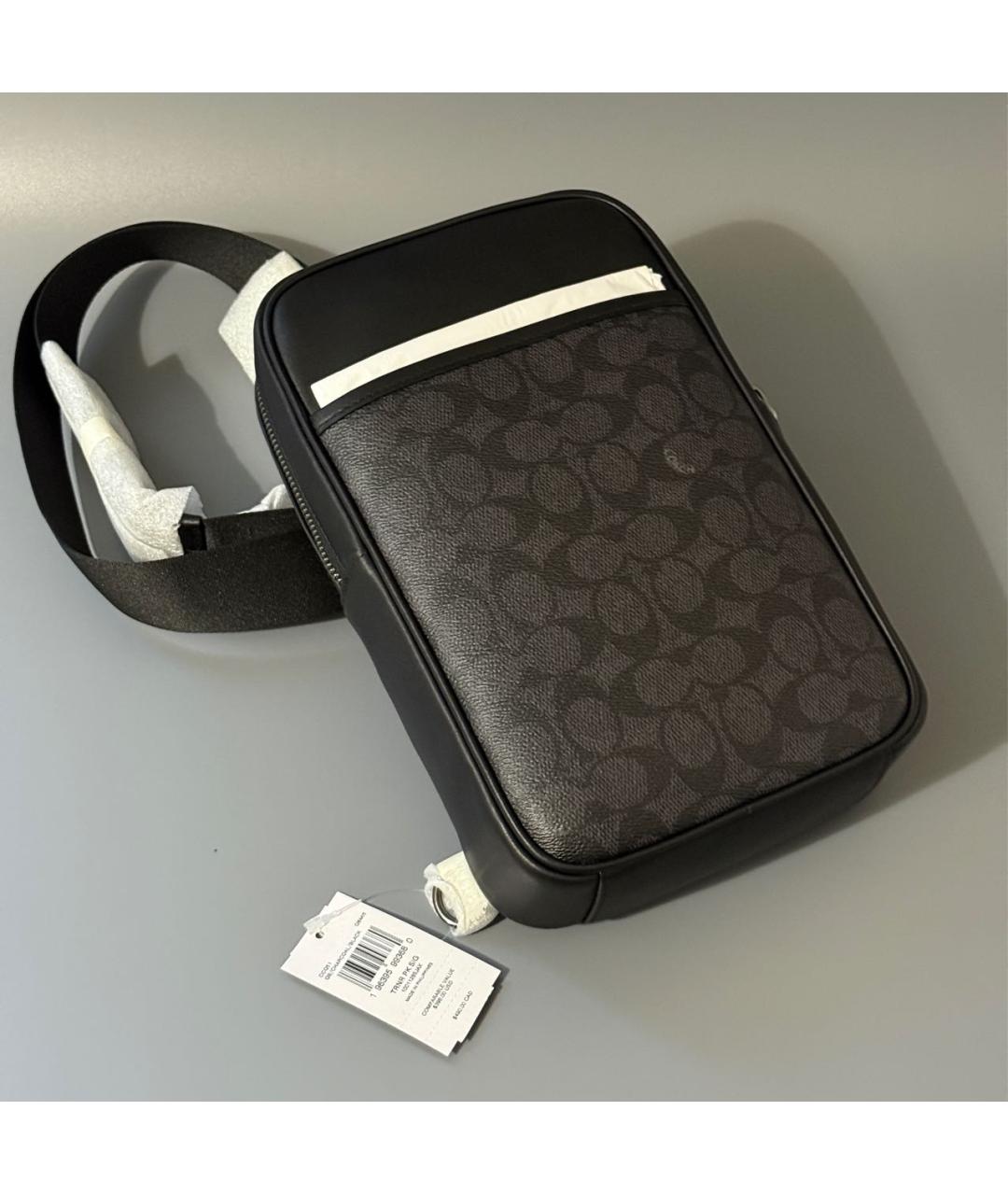 COACH Черная кожаная сумка на плечо, фото 2