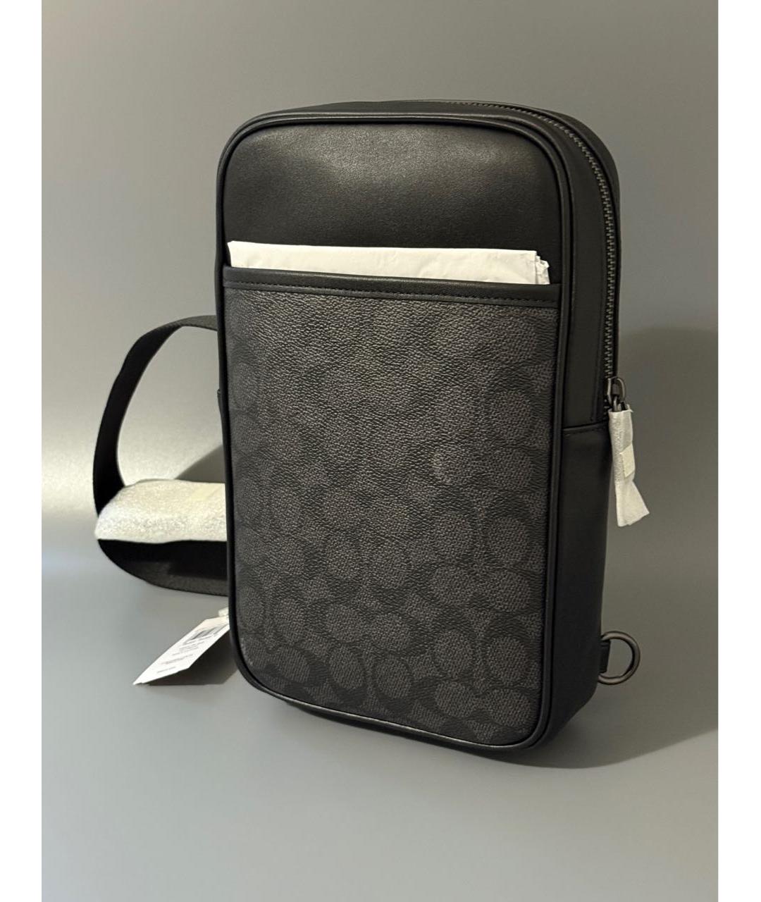 COACH Черная кожаная сумка на плечо, фото 3