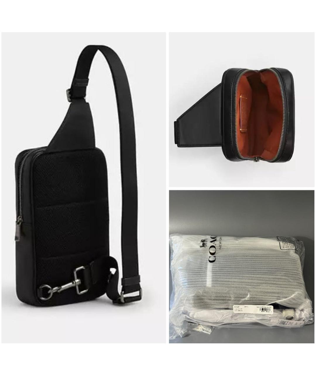 COACH Черная кожаная сумка на плечо, фото 6